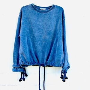 Zara Womens Drawstrings Bohemian Beachy Oversized Sweater Size Small